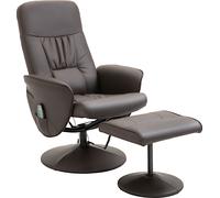 HOMCOM Fauteuil de massage avec repose-pieds Fauteuil de relaxation Fauteuil de massage Fauteuil TV145° d'inclinaison Similicuir brun 76 x 81 x 105 cm