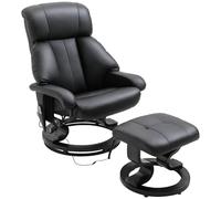 HOMCOM Fauteuil de massage avec repose-pieds, fauteuil de relaxation, fauteuil TV électrique avec fonction chaise longue, chaise longue de relaxation, fauteuil de salon, similicuir, noir