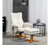 HOMCOM Fauteuil de massage avec repose-pieds, inclinaison à 145°, en polyester, 80 x 86 x 99 cm, crème