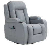 HOMCOM Fauteuil de Massage et Relaxation électrique Chauffant 360° pivotant inclinable manuellement Repose-Pied télécommande