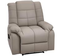 HOMCOM Fauteuil de Massage Fauteuil de Relaxation massant avec Dossier inclinable manuellement et Repose-Pied TV revêtement synthétique télécommande Incluse Gris