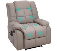 HOMCOM Fauteuil de Massage Fauteuil de Relaxation Massant Inclinable Gris | Manuellement, Repose-Pied, Chaise TV, Revêtement Synthétique, Télécommande Incluse