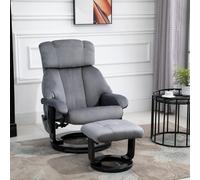 HOMCOM Fauteuil de massage Fauteuil de télévision avec fonction de couchage Fauteuil avec repose-pieds Fonction de massage en polyester velouté Gris 76 x 80 x 102 cm