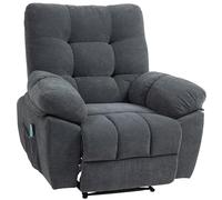 HOMCOM Fauteuil de massage fauteuil relax électrique avec vibration et chauffage, fauteuil relax inclinable manuellement, chaise TV chaise de relaxation repose-pied, télécommande, poche latérale, gris