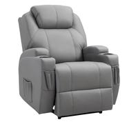 HomCom Fauteuil de massage inclinable – Dossier et repose-pied électriques, simili cuir Gris