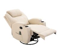 HOMCOM Fauteuil de massage inclinable, fauteuil de relaxation, dossier et repose-pieds réglable, 84 x 92 x 109 cm, crème