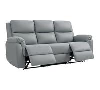 HOMCOM Fauteuil de relaxation 3 places avec ressort de poche, fauteuil de cinéma avec double fauteuil inclinable et repose-pieds, montage rapide pour le salon, gris foncé