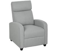 HOMCOM Fauteuil de relaxation avec fonction allongée, aspect lin, fauteuil TV rembourré avec repose-pieds pour salon, chambre à coucher, gris clair