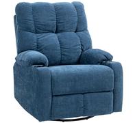 HOMCOM Fauteuil de relaxation avec fonction allongée, fauteuil inclinable avec dossier réglable, repose-pieds et aspect lin, pour salon, chambre à coucher, bleu foncé