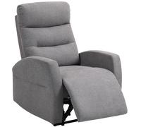 HOMCOM Fauteuil de relaxation avec fonction allongée, fauteuil TV rembourré, avec repose-pieds, aspect lin, pour salon, chambre à coucher, jusqu'à 150 kg, gris foncé
