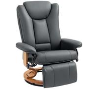 HOMCOM Fauteuil de relaxation avec fonction allongée, pivotant, avec dossier réglable, charge maximale : 150 kg, en cuir synthétique, gris foncé