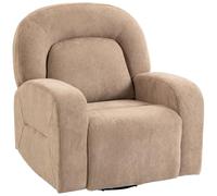 HOMCOM Fauteuil de relaxation avec fonction bascule et allongé, fauteuil inclinable pivotant avec assise large, aspect velours doux comme un nuage, pour salon, chambre à coucher, home cinéma, kaki