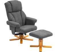 HOMCOM Fauteuil de relaxation avec fonction chaise longue, fauteuil de relaxation avec pouf, fauteuil TV pouvant supporter jusqu'à 150 kg, pour le salon, la chambre à coucher, 79 x 80 x 104cm, gris fo