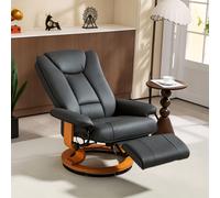 HOMCOM Fauteuil de relaxation avec fonction de relaxation, pivotant, jusqu'à 150 kg, revêtement en cuir synthétique, cadre en acier, Gris foncé