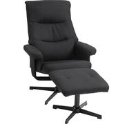 HOMCOM Fauteuil de relaxation avec pouf, rembourré Fauteuil TV avec fonction chaise longue, fonction bascule, pivotant Fauteuil de relaxation avec aspect velours, pour salon, chambre à coucher, noir