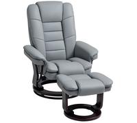 HOMCOM - Fauteuil de relaxation avec repose-pied - Revêtement synthétique - 85x82x106cm - Gris