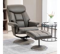 HOMCOM Fauteuil de relaxation avec repose-pieds, dossier inclinable, similicuir, jusqu'à 150 kg, Gris