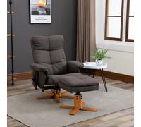 HOMCOM Fauteuil de Relaxation avec Repose-Pieds, Espace de Rangement, Fauteuil de Massage Électrique avec Fonction Allongée, Fauteuil TV Pivotant avec Poche Latérale, Télécommande, Cadre en Bois, Poly