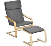 HOMCOM Fauteuil de relaxation avec repose-pieds, fauteuil à oreilles avec pouf, fauteuil de lecture, fauteuil de repos avec accoudoirs, fauteuil de salle à manger, fauteuil de relaxation avec revêteme