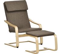 HOMCOM Fauteuil de relaxation avec repose-pieds, fauteuil à oreilles avec pouf, fauteuil de relaxation avec accoudoirs, chaise de salle à manger, chaise de relaxation recouverte de lin pour le salon,