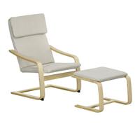 HOMCOM Fauteuil de relaxation avec repose-pieds, fauteuil de relaxation avec pouf, fauteuil de lecture, fauteuil de relaxation avec accoudoirs, fauteuil oscillant, fauteuil de relaxation recouvert de