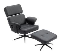 HOMCOM Fauteuil de Relaxation avec Tabouret, Fauteuil TV avec appuie-tête réglable, Fonction allongée, Fauteuil TV en Cuir synthétique pour Salon, Chambre à Coucher, Noir