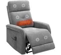 HOMCOM Fauteuil de relaxation électrique avec chauffage, massage par vibration, fauteuil TV avec fonction allongée, fauteuil TV avec USB, télécommande, repose-pieds et poche latérale, pour salon, gris