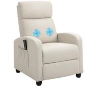 HOMCOM Fauteuil de Relaxation et Massage Inclinaison Manuelle Crème | Dossier, Repose-Pied Réglable, Revêtement Synthétique