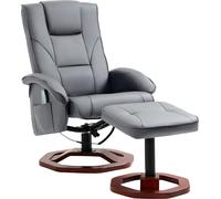 HOMCOM Fauteuil de relaxation Fauteuil de massage avec pouf Fauteuil de télévision avec fonction de couchage pivotant à 360° avec poche latérale Similicuir 73 x 83 x 106cm Gris foncé