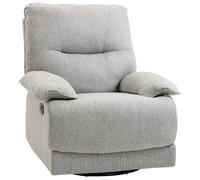 HOMCOM Fauteuil de Relaxation Fauteuil Relax de Salon en Tissu Aspect Lin inclinable manuellement avec Repose-Pied Ajustable Design Moderne Gris Clair