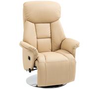 HomCom Fauteuil de relaxation inclinable pivotant 360° repose-pied réglable cuir synthétique Beige