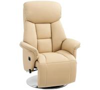 HOMCOM Fauteuil de Relaxation Fauteuil Relax de Salon inclinable pivotant Repose-Pied réglable accoudoirs, Chaise TV en Similicuir synthétique, jusqu'à 150 kg, pour Salon, Chambre, Home cinéma, Beige