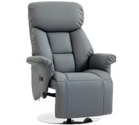 HOMCOM Fauteuil de Relaxation Fauteuil Relax Inclinable Pivotant Gris | Repose-Pied Réglable, Accoudoirs, Chaise TV, Cuir Synthétique, Jusqu'à 150 kg, pour Salon Chambre Home Cinéma