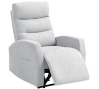 HOMCOM Fauteuil de relaxation, fauteuil TV, avec fonction allongée, rembourré, avec repose-pieds, aspect lin, pour salon, chambre à coucher, jusqu'à 150 kg, gris clair