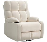HOMCOM Fauteuil de Relaxation Fauteuil TV avec Fonction Couchage, Fonction balancelle, pivotant Fauteuil TV avec Repose-Pieds, Ressorts ensachés et Porte-gobelet, pour Le Salon, Beige