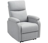 HOMCOM Fauteuil de relaxation, fauteuil TV, rembourré, aspect lin, fauteuil inclinable avec ressorts ensachés, charge maximale : 150 kg, pour le salon, gris