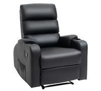 HomCom Fauteuil de relaxation inclinable, repose‑pied ajustable, revêtement synthétique Noir