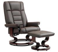 HOMCOM Fauteuil de Relaxation inclinable avec Repose-Pied Fauteuil Relax de Salon pivotant, Cadre en Bois revêtement synthétique 76 x 85 x 104 cm Marron