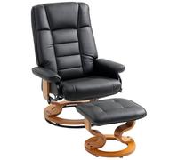 HOMCOM Fauteuil de Relaxation inclinable avec Repose-Pied Fauteuil Relax de Salon pivotant, Cadre en Bois revêtement synthétique 76 x 85 x 104 cm Noir
