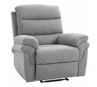 HomCom Fauteuil relaxation inclinable manuel – repose-pied réglable – tissu polyester gris chiné