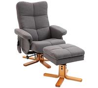 HOMCOM Fauteuil de Relaxation massant avec Pouf, Fauteuil Relax Salon pivotant à 360°, Dossier inclinable, télécommande, Poche latérale, Rangement caché, revêtement PU, Chaise TV pour Salon, Gris