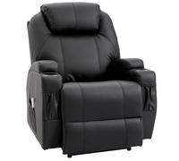 HOMCOM - Fauteuil massant simili cuir - Dossier inclinable & repose-pied électrique - Noir