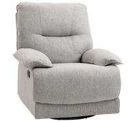 HOMCOM Fauteuil de Relaxation Fauteuil Relax de Salon en Tissu Aspect Lin inclinable manuellement avec Repose-Pied Ajustable Design Moderne Gris Clair