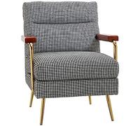 HOMCOM Fauteuil à Oreilles Fauteuil Relax, Fauteuil rembourré avec Aspect Lin, Fauteuil d'accentuation, Chaise de Salle à Manger avec Pieds en Acier, Fauteuil Lounge pour Chambre à Coucher, Salon, 72