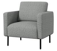 HOMCOM Fauteuil de Salon 1 Place Fauteuil en Tissu Aspect Lin Fauteuil Confortable pour Salon Chambre à Coucher Bureau intérieur Pieds en Acier 79 x 76 x 65 cm Gris Noir