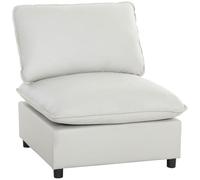 HOMCOM Fauteuil de Salon avec Assise Large et Profonde, Confortable et Confortable, Fauteuil de Relaxation Moderne en Cuir synthétique pour Salon, Chambre à Coucher, Montage Facile, Gris