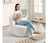 HOMCOM Fauteuil de Salon avec Dossier Ergonomique en Tissu Sherpa et Mousse, 73x82x71 cm, Blanc Crème
