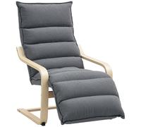 HOMCOM Fauteuil de Salon avec Repose-Pieds réglable, Fauteuil de Salon rembourré en Velours, Structure en Bois, Fauteuil Relax pour Chambre à Coucher, Bureau, Studio, 67 x 93 x 105 cm, Gris foncé