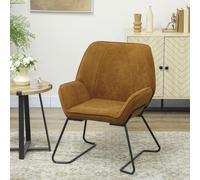 HOMCOM Fauteuil de Salon avec Siège Large et Rembourré Revêtement en Velours Pieds en Métal Fauteuil pour Salon Marron