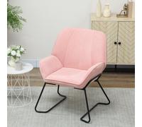 HOMCOM Fauteuil de Salon avec Siège Large et Rembourré Revêtement en Velours Pieds en Métal Fauteuil pour Salon Rose
